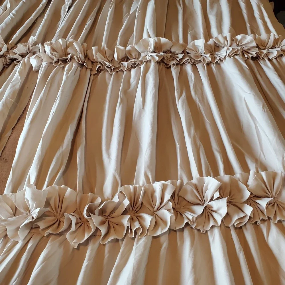 Homechoice Decor Thermal Blackout Ruffle Curtains Beige 2 Panels Lined 54x84